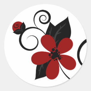 Rond Sticker à fleurs Gothique Kokeshi