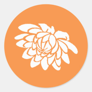 Rond Sticker à fleurs Lotus (orange vif)