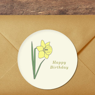 Rond Sticker à fleurs pastel Daffodil Botanique