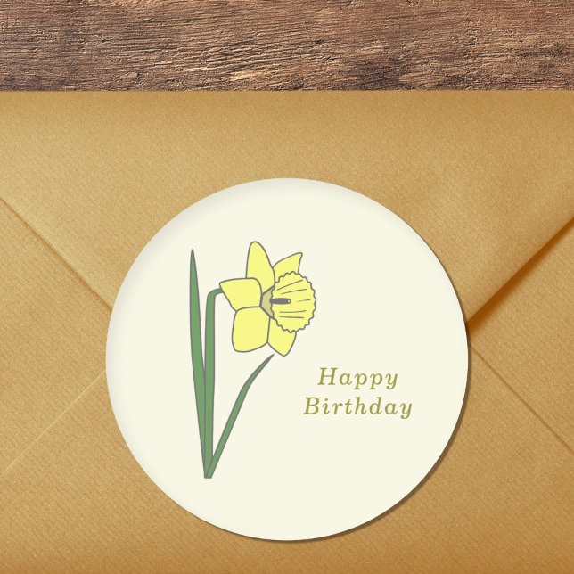 Rond Sticker à fleurs pastel Daffodil Botanique (Botanical Daffodil Sticker)