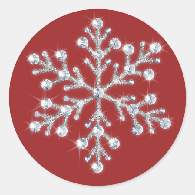 Rond Sticker à flou de neige en cristal (rouge) (Devant)