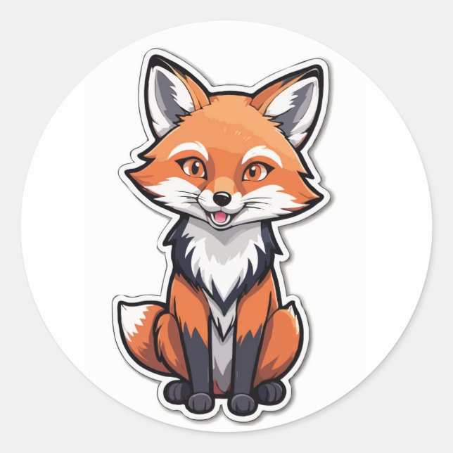 Rond Sticker à Fox de dessin mignon - Faune Créature (Devant)