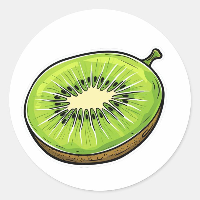 Rond Sticker à fruits Kiwi mignon - frais et amusant! (Devant)