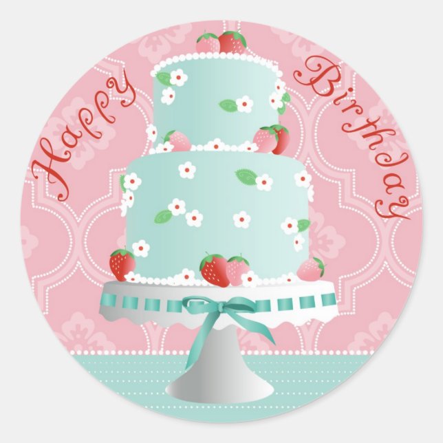 Rond Sticker à gâteau aux fraises (Devant)