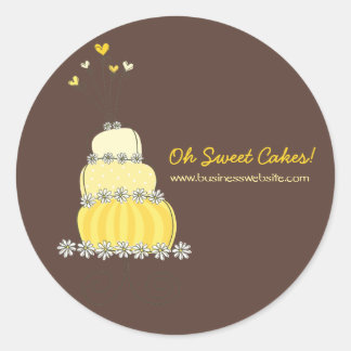 Rond Sticker à gâteau Mariage Whimsical Chic jaune