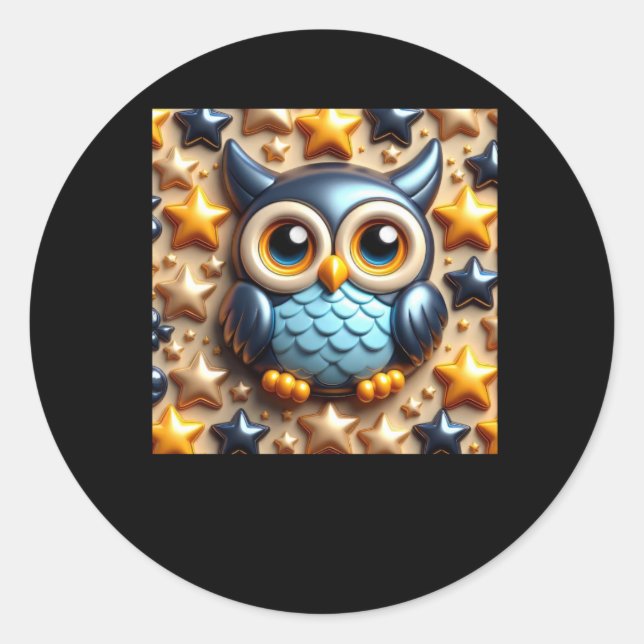 Rond Sticker à hibou 3d (Devant)