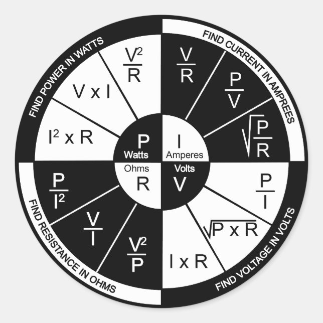Rond Sticker à la loi d'Ohm - noir et blanc (Devant)