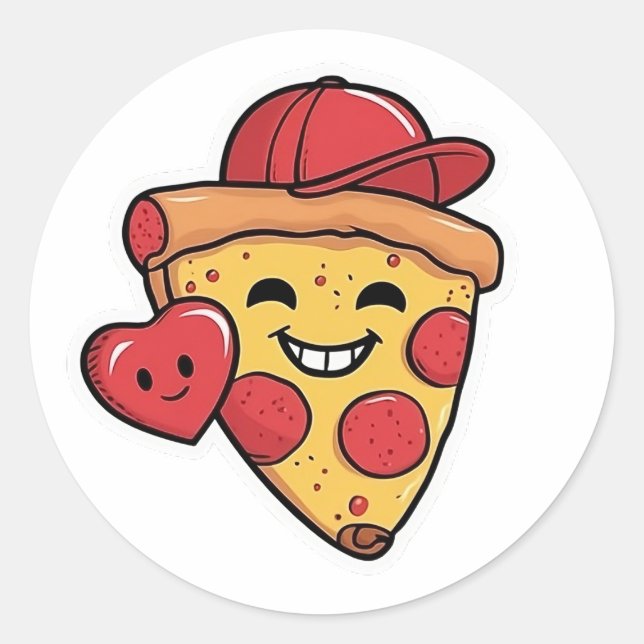 Rond Sticker à la pizza - Vous avez une pizza Mon coeur (Devant)