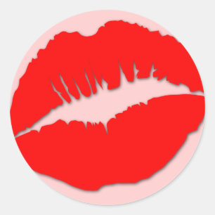 Rond Sticker à lèvres rouge Kissy
