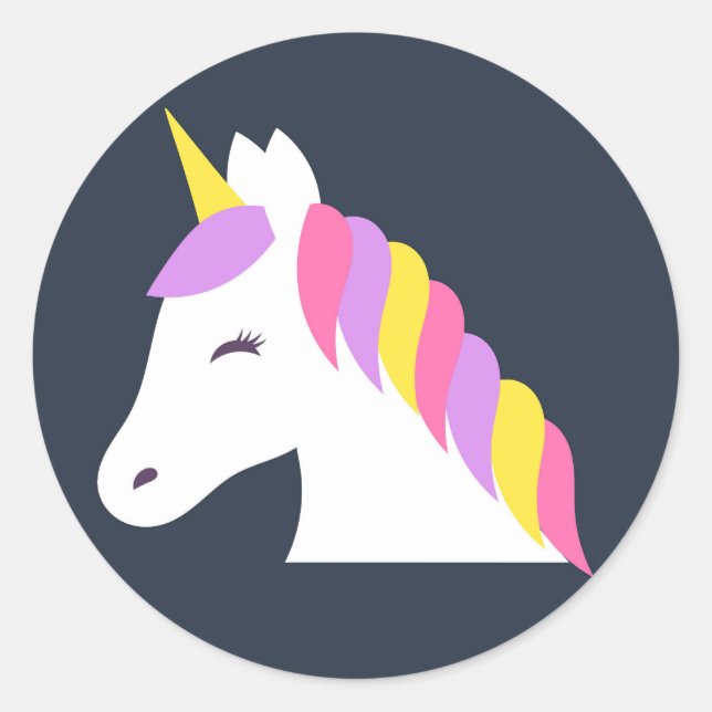 Rond Sticker à licorne mignonne (Devant)