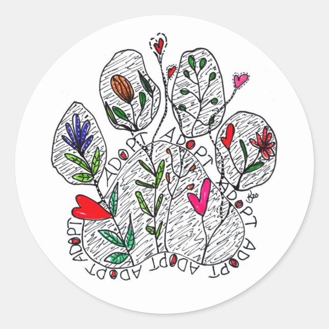 Rond Sticker à mât A D O P P pour animaux de compagnie  (Devant)