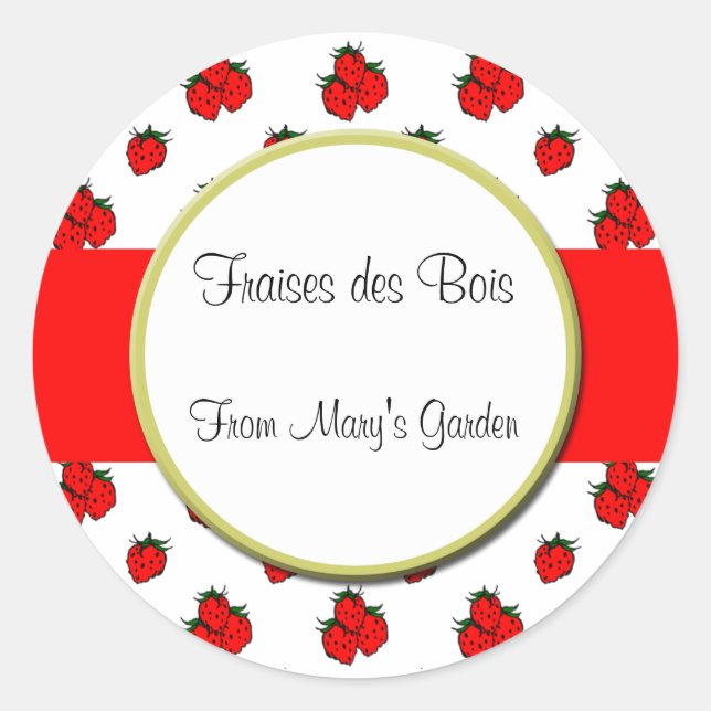 Rond Sticker à Motif de fraises personnalisé (Devant)