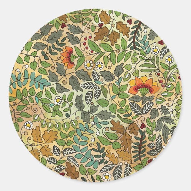 Rond Sticker à motifs floraux illustré (Devant)
