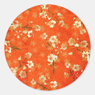 Rond Sticker à motifs floraux rouge et or japonais