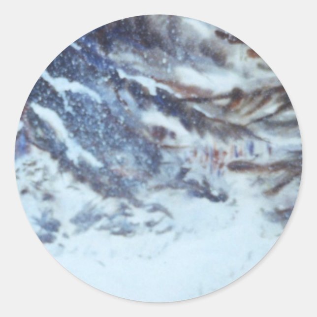 Rond Sticker à neige en hiver (Devant)