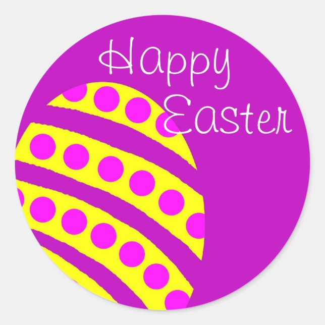 Rond Sticker à oeufs de Pâques violet et jaune (Devant)
