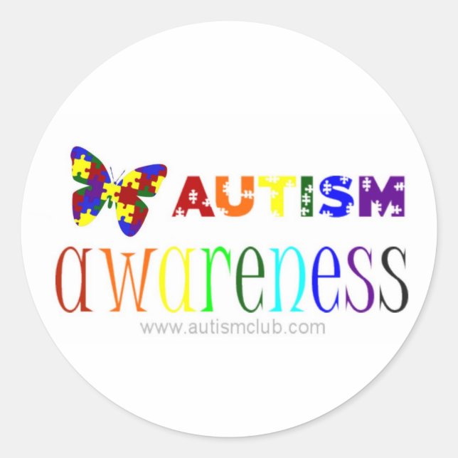 Rond Sticker à papillon de sensibilisation sur l'autism (Devant)