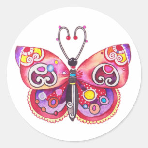 Rond Sticker à papillon Imaginaire