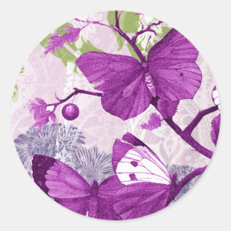 Rond Sticker à papillon mauve