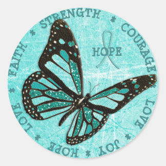 Rond Sticker à papillon Myasthenia Gravis Hope Force