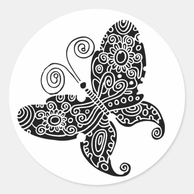 Rond Sticker à papillon noir (Devant)