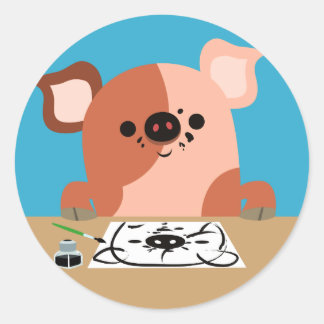 Rond Sticker à pinces en dessin de dessin mignon