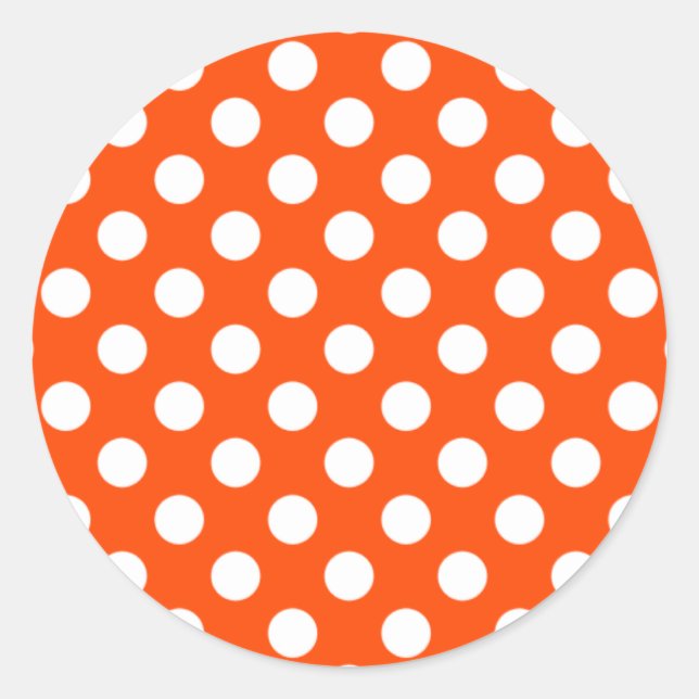 Rond Sticker à points Polka orange et blanc (Devant)