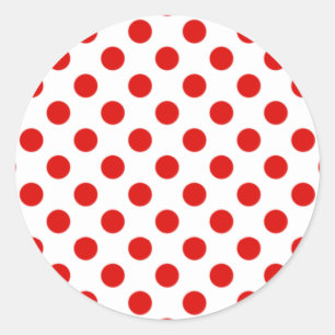 Rond Sticker à points Polka rouge et blanc