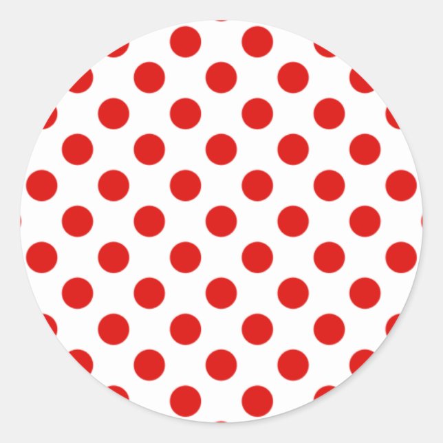 Rond Sticker à points Polka rouge et blanc (Devant)