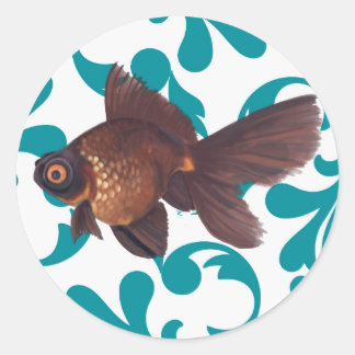Rond Sticker à poisson rouge noir