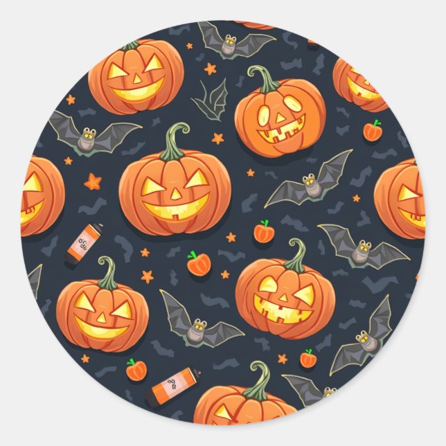 Rond Sticker à potiron d'Halloween (Devant)