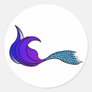 Rond Sticker à queue de sirène violet et bleu