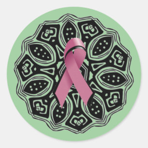 Rond Sticker à ruban rose/rose