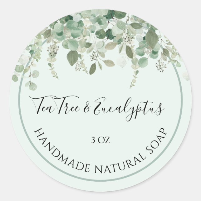 Rond Sticker à savon artisanal Thé Arbre et Eucalyptus (Devant)