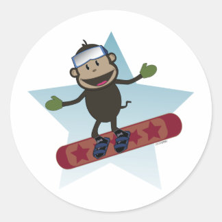 Rond Sticker à singe de snowboard