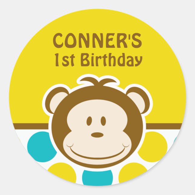 Rond Sticker à singe mignon (Devant)