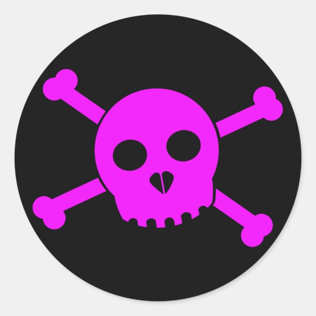Rond Sticker à tête de mort rose doré (Devant)