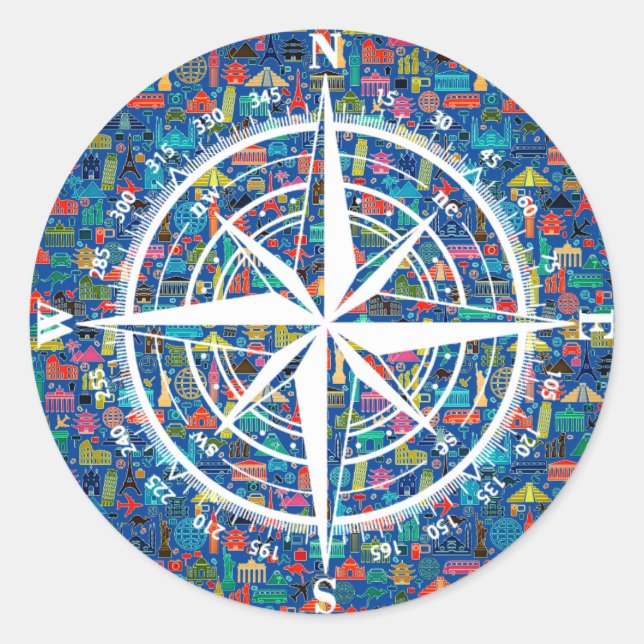 Rond Sticker à thème de voyage (Devant)