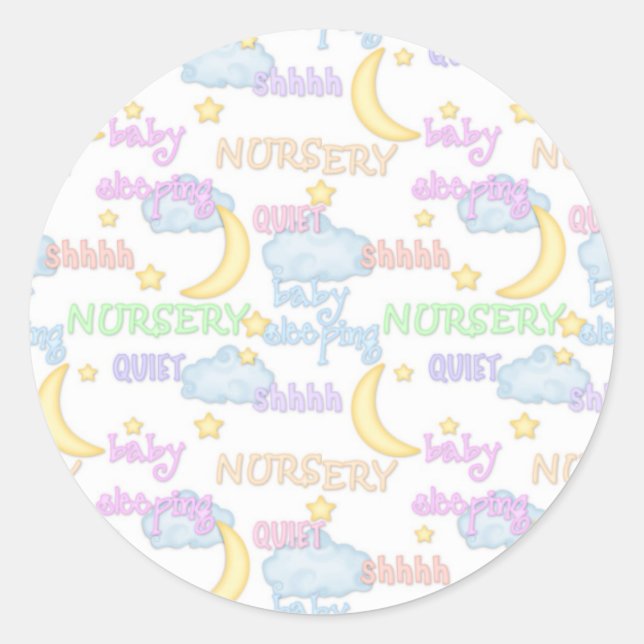 Rond Sticker à thème Nuages et Lune Baby (Devant)