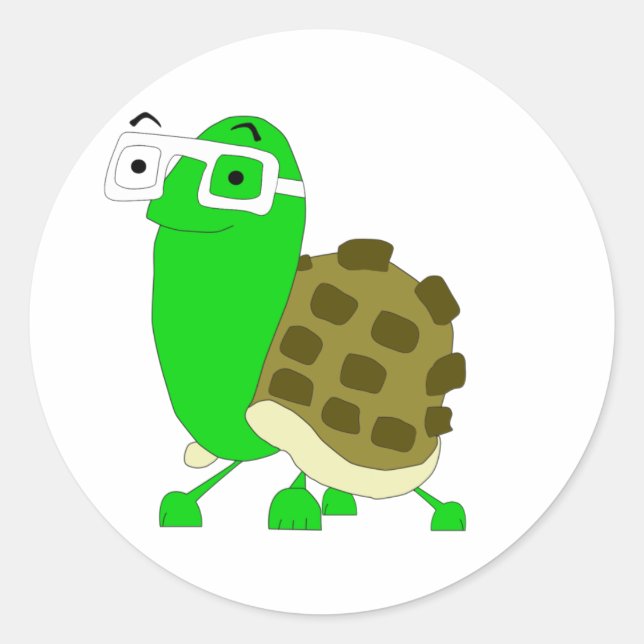 Rond Sticker à tortue geek (Devant)