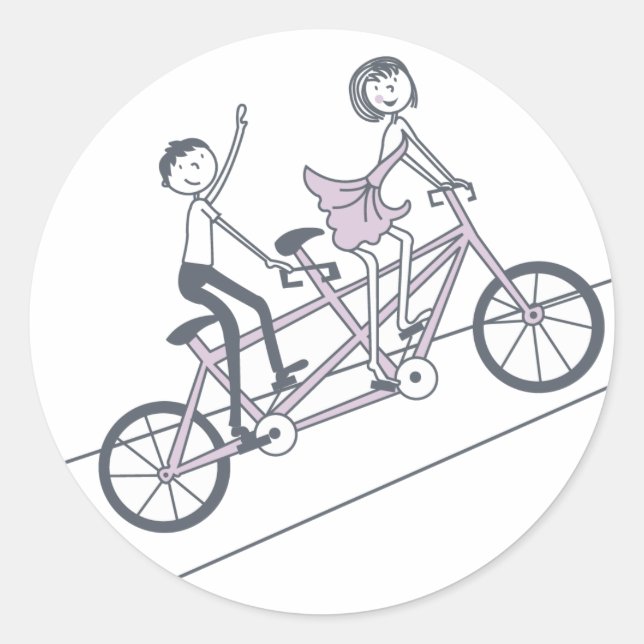 Rond Sticker à vélo Tandem par TearDrop Mariages (Devant)