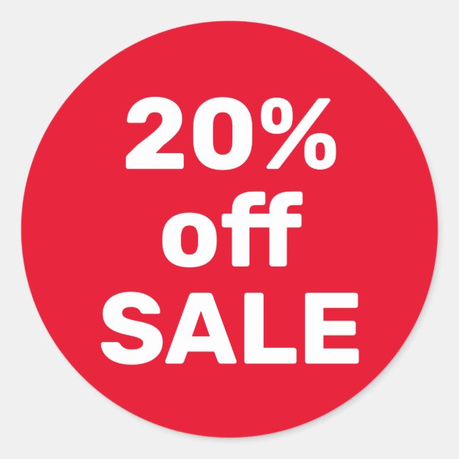 Rond Sticker à vendre 20% de réduction - moderne rouge  (Devant)