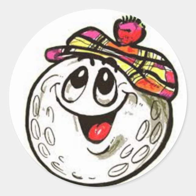 Rond Sticker à visage balle de golf souriant (Devant)