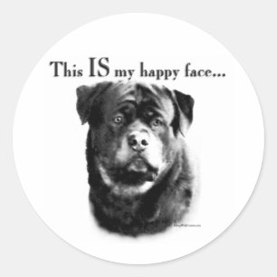 Rond Sticker à visage joyeux Rottweiler