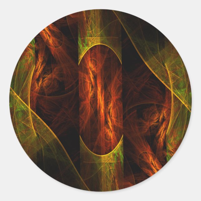 Rond Sticker Abstrait Art de la Jungle Mystique (Devant)