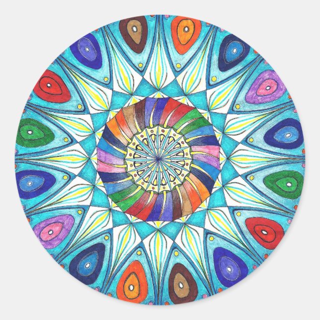 Rond Sticker abstrait dessin de mandala (Devant)