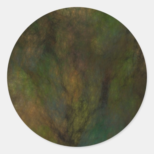 Rond Sticker Abstrait Fractal Vert (Devant)