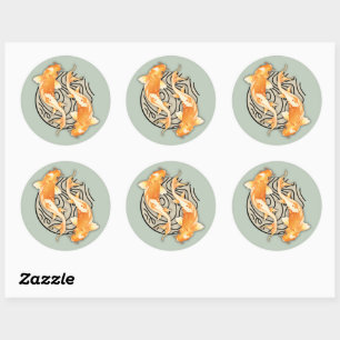 Rond Sticker Abstrait Koi Classic Round