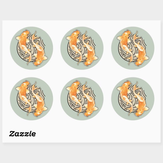 Rond Sticker Abstrait Koi Classic Round (Feuille)