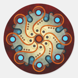 Rond Sticker Abstrait Vector Art bleu floral